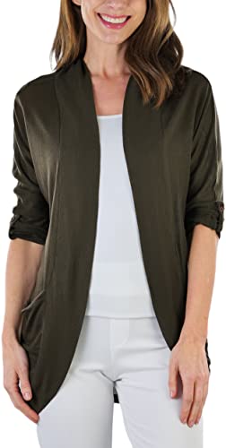 Image of ToBeInStyle Womens Open Front Casual Shrug Lightweight Layering Cardigan Sleeveless or Short Sleeve