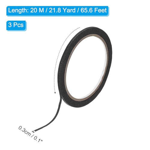 Image of PATIKIL Masking Tape 0.1 Inch x 22 Yard, 3 Roll General Purpose Adhesive Painting Tape Painters Tape for Arts Crafts Label, Black