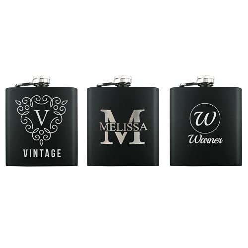 Petaca de acero inoxidable grabado con láser personalizable, cumpleaños, boda, aniversario, regalo personalizado (frasco) negro Cover
