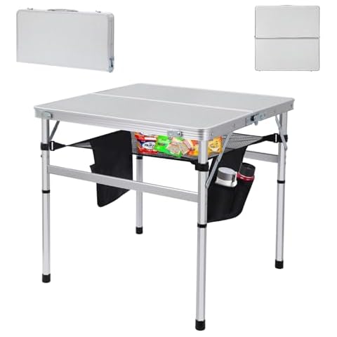 WGOS Folding Square Table Card Table Camping Folding Table 31.5’’ Square Table Fold in Half MDF Table with Carry Handle and Storage (31.5'' x 31.5'') Cover