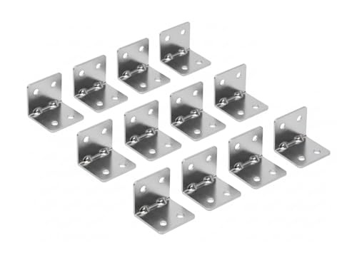 Image of MHS Heavy-Duty L Metal Brackets - Silver Finish Corner Brace - Right Angle Support for Wood Shelves, Cabinets, and Furniture (12, 40 X 25 X 25)