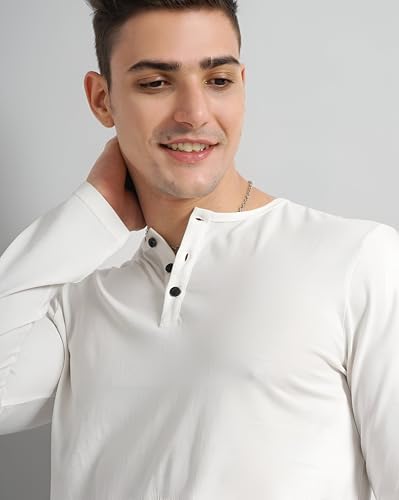 Image of LAZYCHUNKS Luxury Men's Full Sleeve Henley T-Shirt - Soft, Breathable, Stylish (Men's Henley T-Shirt), Great for Party and Casual wear