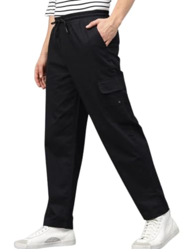 Image of Veirdo Pure Cotton Baggy Fit Regular Length Mid Rise 4 Pocket Cargos for Men (Colors: Black, Olive, Grey, Brown & Navy)