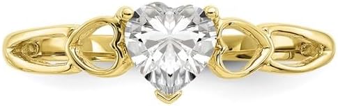 Fine Color Jewels Valentines Gift for Women Genuine Solitaire 14K Yellow Gold Heart Birthstone Ring Birthstone Jewelry Gift for Wife or Girlfriend - Gold Heart Ring for Her - Image 4