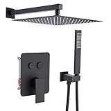 KES Matte Black Shower System, Shower Faucets Sets Complete with 12-Inch Rain Shower Head, Handheld...