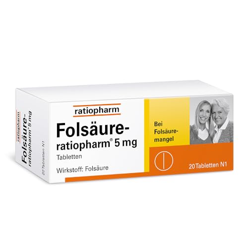 Folsäure-ratiopharm 5 mg Tabletten: Optimal versorgt bei Folsäuremangel 20 Tabletten
