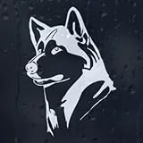 Autocollant en vinyle Husky Sibérien, 15 cm x 11 cm, blanc