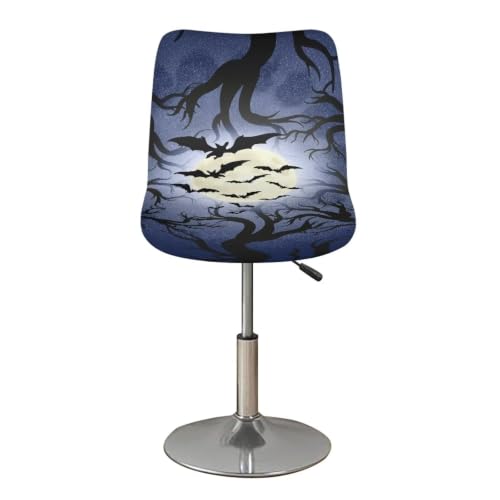 Image of Moon Bat Stretch Bar Stool Covers Set of 4,Stretch Removable Washable Bar Stool Chair Covers,Counter Height Chairs Cover for Kitchen Dining Room Cafe Furniture