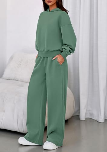 Image of PRETTYGARDEN Womens Sweatsuits 2 Piece Set 2026 Casual Winter Long Sleeve Hoodie Loose Wide Leg Sweatpants Fall Tracksuit