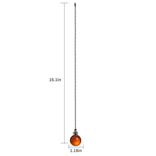 Image of Ceiling Fan Pull Chain Set - 2 pieces Amber Crystal Ball 30mm Diameter Fan Pull Chains 20 Inch Ceiling Fan Chain Extender with Chain Connector Home Wedding Decor Ornament Pendant