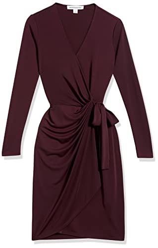 Amazon Essentials Women's Long-sleeved Classic Wrap Dress (Available in Plus Sizes), Burgundy, 5XL Plus