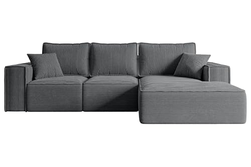 ALTDECOR Ecksofa mit Schlaffunktion und Bettkasten Corner Sofa Bett Eckcouch Couch L-Form Schlafcouch Ausziehbar Wohnlandschaft Schlafsofa Cauchsofa Serra-L-S - 266x165x73 cm Duneklgrau – Bild 4