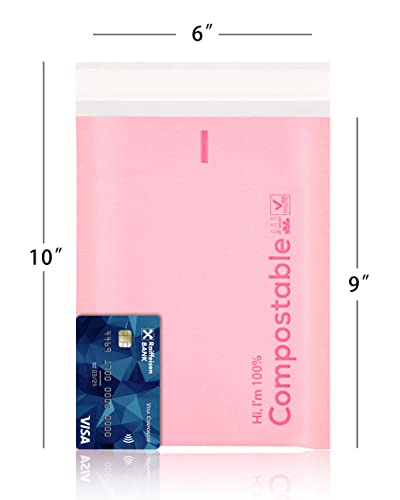 6x10 100% Biodegradable Bubble Mailers,25 Count Pink #0 Compostable Padded Packaging Wrap Envelopes Pouches Eco Friendly Self Seal Bags