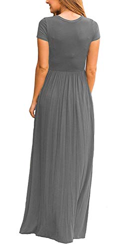 Image of DEARCASE Maxi Dress for Women Short Sleeve Casual Summer Loose Plain Comfy Long Dresses with Pockets