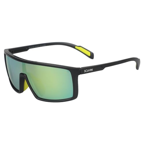 Image of Sporty Sunglasses For Men & Women - Full Rim Polycarbonate Sunglass For Boys & Girls, (S23931) Frame Color -Black, Lens Color - Green