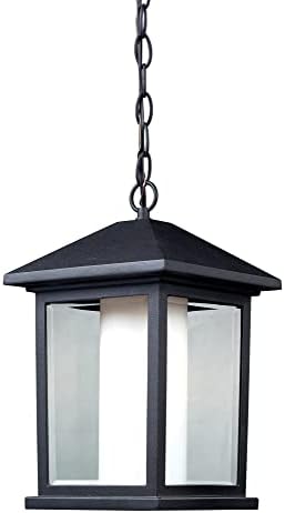 Miniatura 3 de Z-Lite 523CHM Mesa - Cadena de luz para exteriores, marco de aluminio, acabado negro y sombra de ópalo biselado y mate transparente de material de
