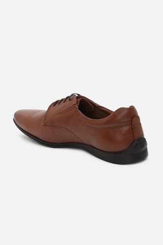 Image of Louis Philippe Men Premium Leather Breathable Lining Material Anti Slip Flat Heel TPR Sole Formal Derby Shoes