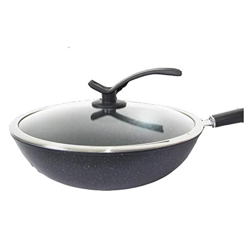 Wok de inducción Antiadherente con Tapa - 32 cm - Sartén con Tapa de Vidrio Templado y Asas Antideslizantes Que se Mantienen frías, 32 cm