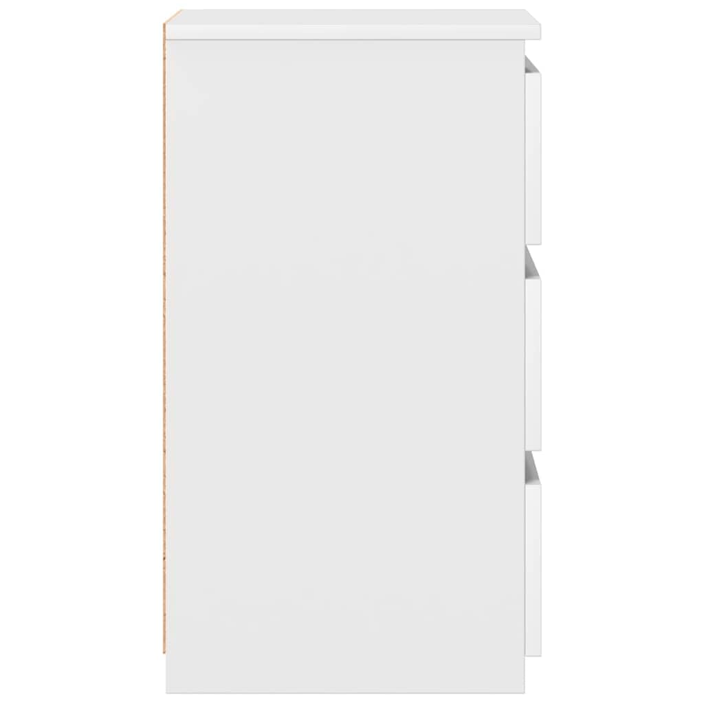 Stoliki nocne 2 szt. białe 40 x 35 x 62,5 cm, materiał drewnopochodny do sypialni, zestaw stolików pomocniczych, trwała konsola nocna z 3 szufladami do zorganizowanego miejsca do