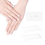 DANNI & TONI Semi Cured Gel Nail Strips Classic French (Crystal Frost) Sheer French Gel Nail Stickers with White Tips Glossy Nail Polish Wraps 28 Stickers