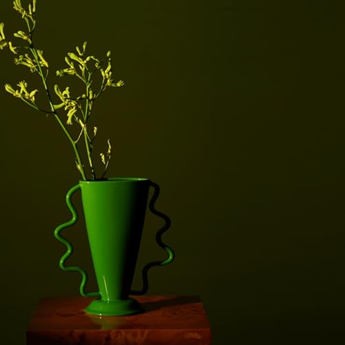 Image of Wild Works Green Rotary Vase Medieval Flower Vessel Living Room Entrance Personalized Simple Wabi Sabi Decorative Ornament Ceramic Ornament