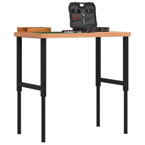 Snsowed Banco de Trabajo Rectangular Madera Maciza 100x60x(73-99,5) cm, Banco De Trabajo, Mesa De Trabajo, Mesa Trabajo Taller, Banco Herramientas - 3309685