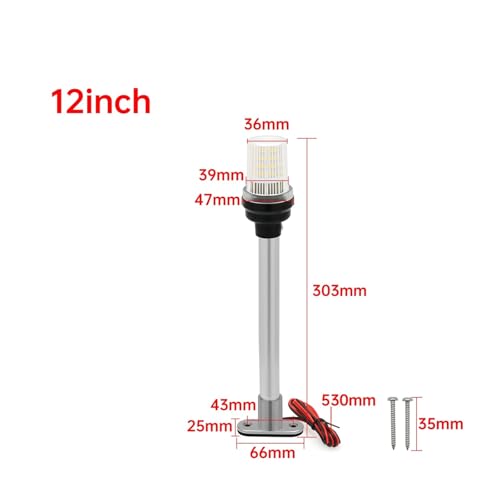 Feu de navigation LED bateau pliable 12 pouces 12V 360° - 2
