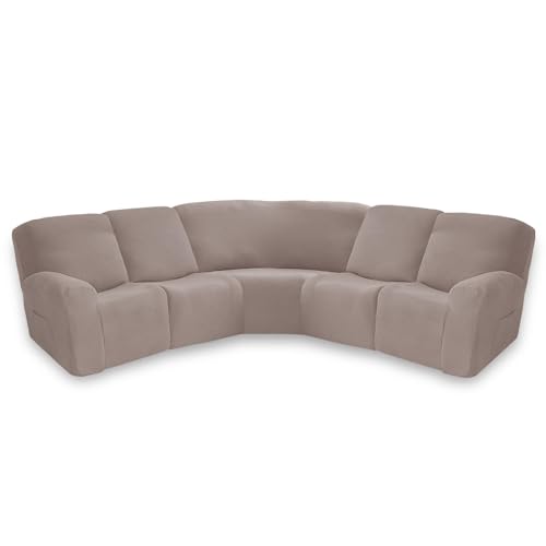 Lot de 7 housses antidérapantes pour canapé 5 places avec housse de fauteuil inclinable, housses de coussin pour canapé d'angle et housses de fauteuil (#11)