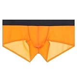 [Pastinde] ボクサーパンツ メンズ マキシマム3D立体ポーチ アイスシルクインナー パンツ 男性下着 ローライズセクシー タグレス 薄手 (XL, オレンジ)