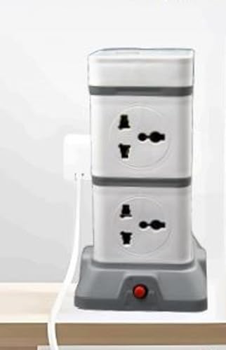 Image of Caribou CBU-35 Power Tower Extension Board with USB Ports | 8 Universal Power Sockets| Overload Protector | Led Indicator| 2.0 mtr ISI Approved Cord| Multi-Plug| 2500w|2.4A USB Port|Made in India