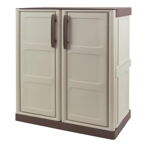 INTEC - Armoire de Rangement Garage Atelier - Armoire Basse 2 Portes et 1 étagère Polypropylène 70 x 39 x 85.5cm Charge 20 kg