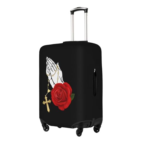 Travel Luggage Cover Vintage Christian Christ Jesus Cross Hand And Rose Fashion Washable Baggage Suitcase Protector Fit For Luggage Small2