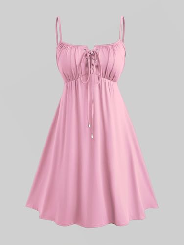 Image of ROSE GAL Rosegal Plus Size Women Sundress Set Flutter Sleeves Floral Dress and Lace-up Cami Dress