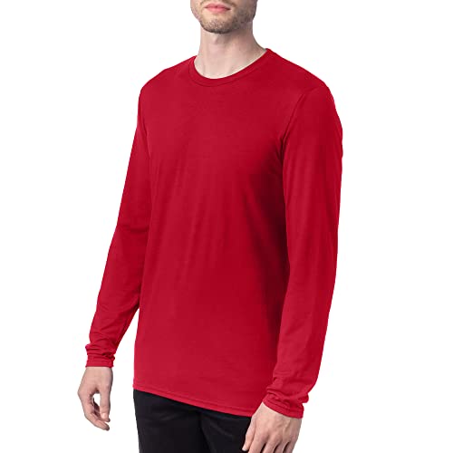 Hanes Men's Long Sleeve Nano Cotton Premium T-Shirt (Pack of 2), Deep Red, Small - image 4
