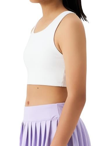 Girls Tank Tops Double Lined Crop Sleeveless Crew Neck Racerback Dance Athletic Teen Kid Tops3