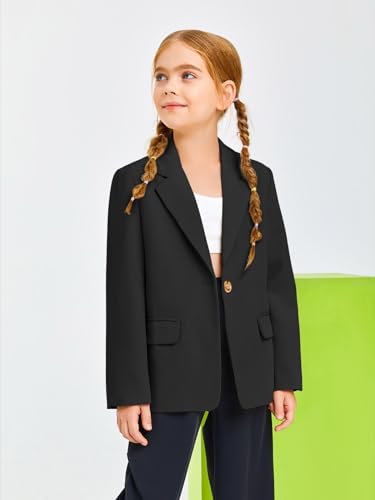 Meikulo Girls Blazers Kids Lapel Long Sleeve Open Front Solid Blazer Jacket with Pockets4