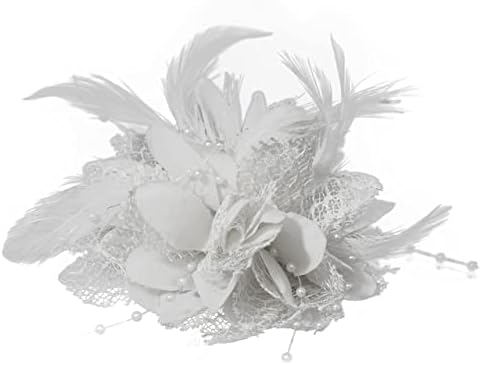 Flower Feather Bead Corsage Hair Clips Fascinator Hairband and Pin (Black)