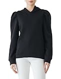 Cable Stitch Women's Hooded Puff Shoulder Sweatshirt Black Large