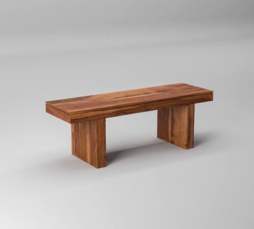 Image of Solid Wood Strong & Durable Seating Bench for Home and Office, Multipurpose Seating Bench, Balcouny /Outdoor /Daining Bench - 52x16x18 Inch, Natural Finish
