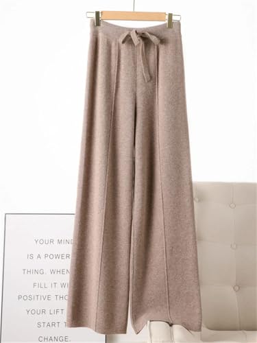 Women's 100% Merino Wool Cashmere-Blend Knit Wide-Leg Pants Soft Warm Casual Straight-Leg Basic Pant4
