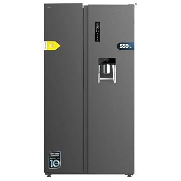 Cecotec Frigorifero Americano da 559 Litro Bolero Coolmarket SBS 562 Dark D. 177 cm di altezza e 90 cm di larghezza, classe D, flusso multi -aria, totale senza gelo, inverter plus motore