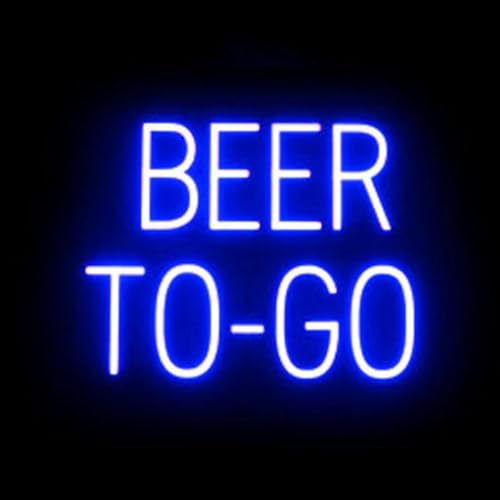 Image of SpellBrite LED Neon BEER TO-GO Sign for Business - Blue, 20 inch x 15 inch | Ultra-Bright Click-Together Signage for Bars & Restaurants, with Visibility from 500 ft - 8 Animations, 6 Brightness Levels