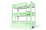 Made in france: Oui ABC MEUBLES - Cama litera ABC 4 plazas 90x190 Madera - TRI4 - Verde Pastel, 90x190