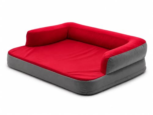 Image of Cutepups Memory Foam (S, Red /Grey Square Orthopedic Dog Bed Comfortable Dog Mattress for Sleeping, Washable pet Bed for Dogs Small,Medium,Large,XL,XXL.3XL,4XL