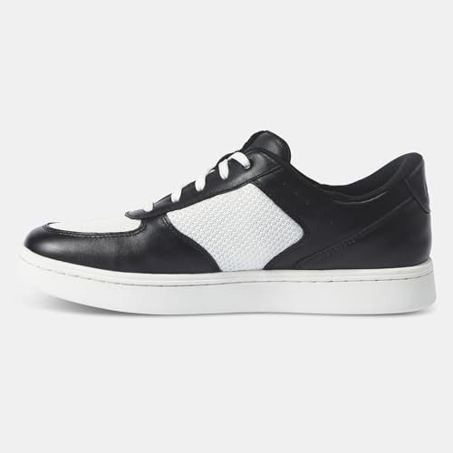 Image of Kizik Hands Free Shoes for Men: Oslo - Durable Full Grain Leather, Breathable Mesh, Easy to Clean, Convenient Everyday Slip on Sneakers for Walking - Black /White M4.5