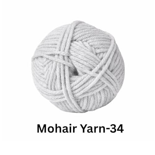Image of VCR Mohair Nylon Light Grey Yarn, 100 Grams Hank, 196 Meters Length, Acrylic 75%, Mohair Nylon 25%, Pack of 1 Yarn, Soft Crosia Threads, Suitable for Winter Garments.