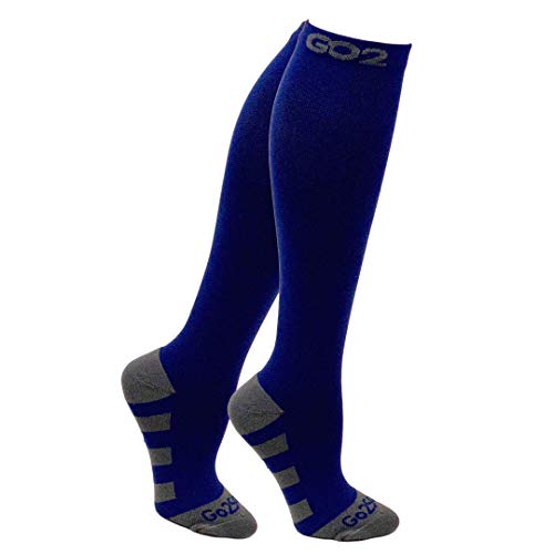 Image of Go2Socks Compression Socks for Men Women Nurses Runners 20-30mmHg Medical Stocking Athletic (NavyBlue,L)