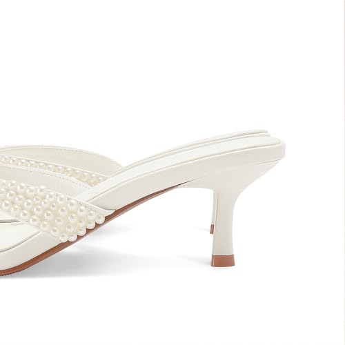 Image of Dsevht Gold Kitten Heel Sandals for Women Flip Flop Strappy Mule heels Rounded Open Toe Heeled Thong Sandals Women