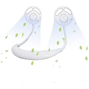 Hangende nekventilator, draagbare persoonlijke fan, mini dubbele windhoofd 3 snelheden handsfree fan USB Opgeladen…