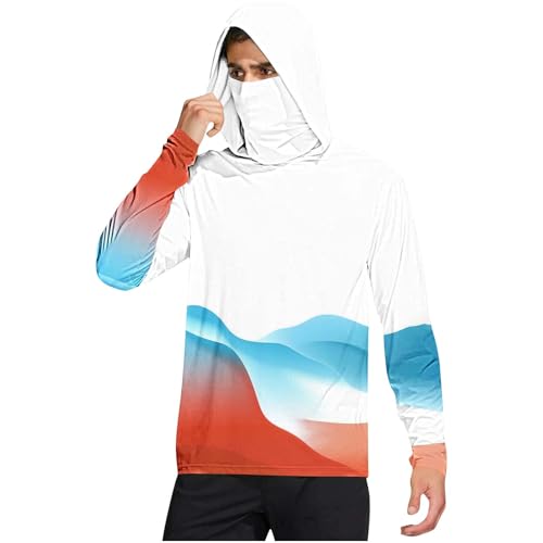Sun Protection Shirts for Men with Mask UPF 50 Rash Guards Cooling Hoodies Lightweight Fishing Blouse with Thumb Hole